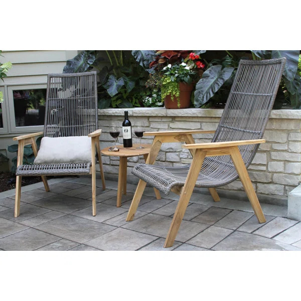 Devair Teak Patio Chair with Cushions (Set of 2) | Wayfair North America