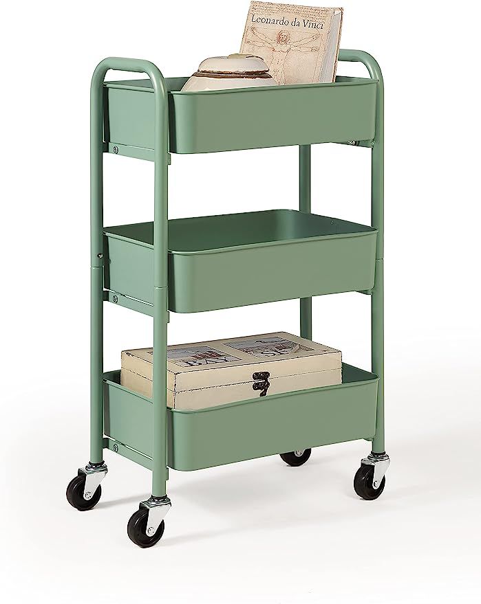 SunnyPoint 3-Tier Delicate Compact Rolling Metal Storage Organizer - Mobile Utility Cart Kitchen/... | Amazon (US)