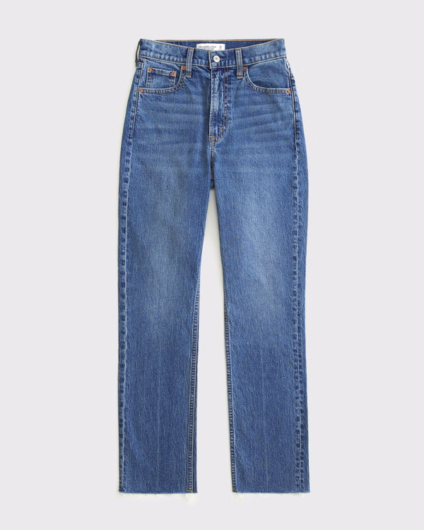 Women's Ultra High Rise Ankle Straight Jean | Women's Bottoms | Abercrombie.com | Abercrombie & Fitch (US)