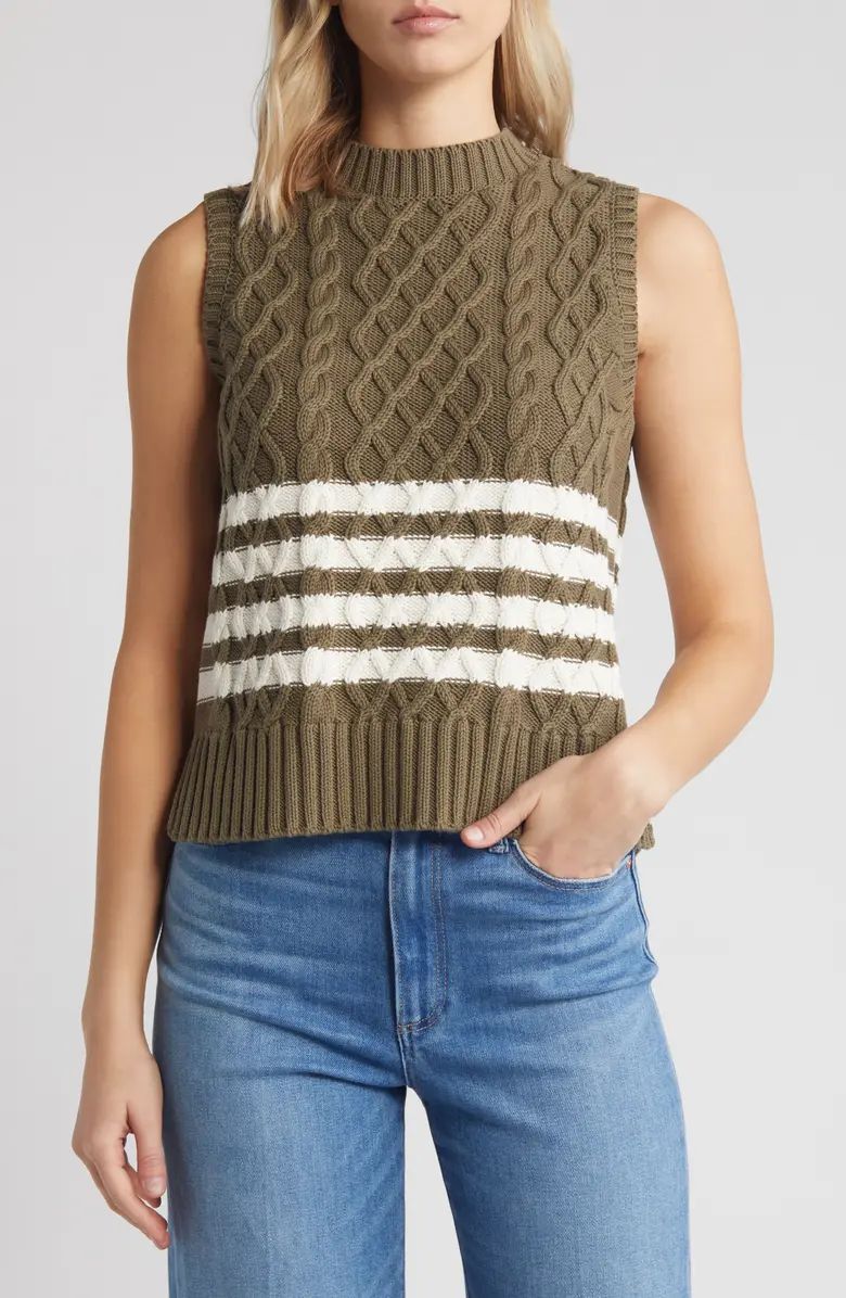 Caslon® Cable Knit Pima Cotton Sweater Vest | Nordstrom | Nordstrom