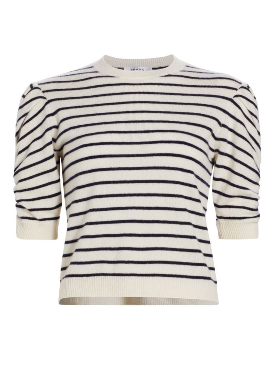 Frame Ruched Striped Cashmere Sweater | Saks Fifth Avenue