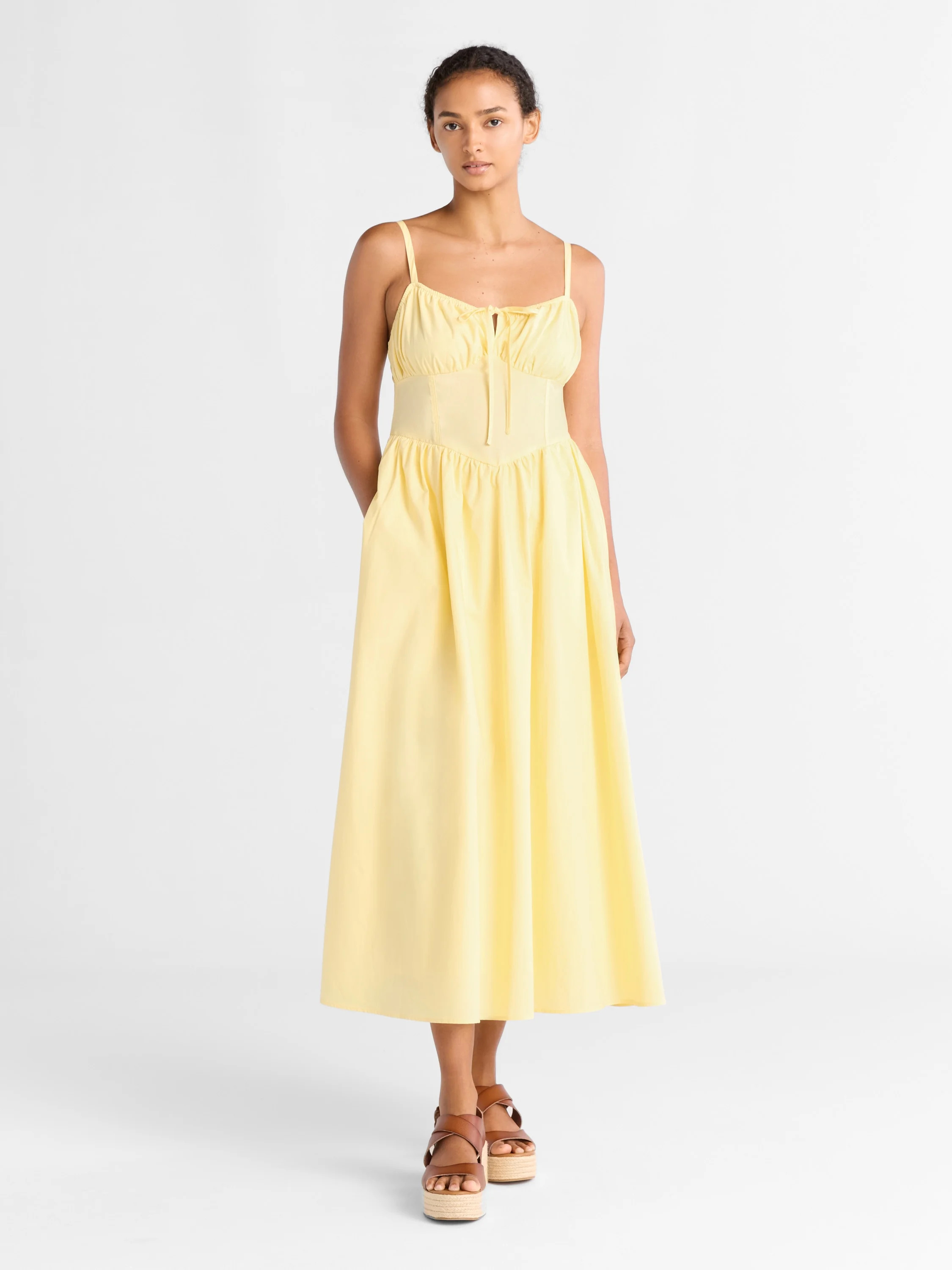 Free Assembly Women's Cotton Milkmaid Corset Maxi Dress, Sizes XS-XXXL | Walmart (US)