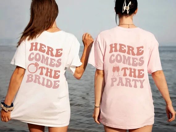 Wavy Here Comes the Bride Shirt Retro Bachelorette Party - Etsy | Etsy (US)