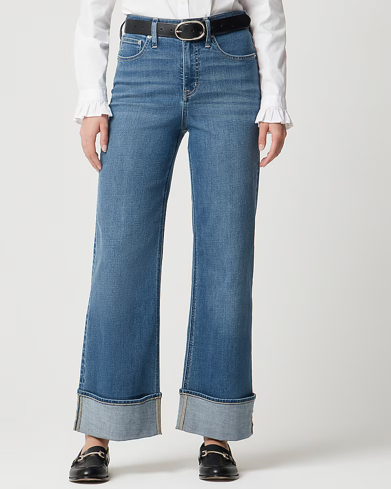 Classic wide-leg cuffed jean in all-day stretch | J.Crew Factory