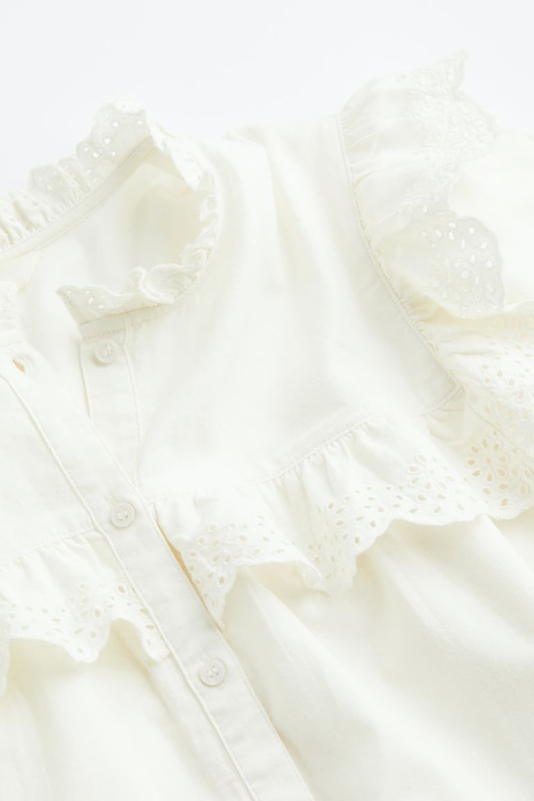 Ruffle-trimmed Blouse with Eyelet Embroidery | H&M (US)