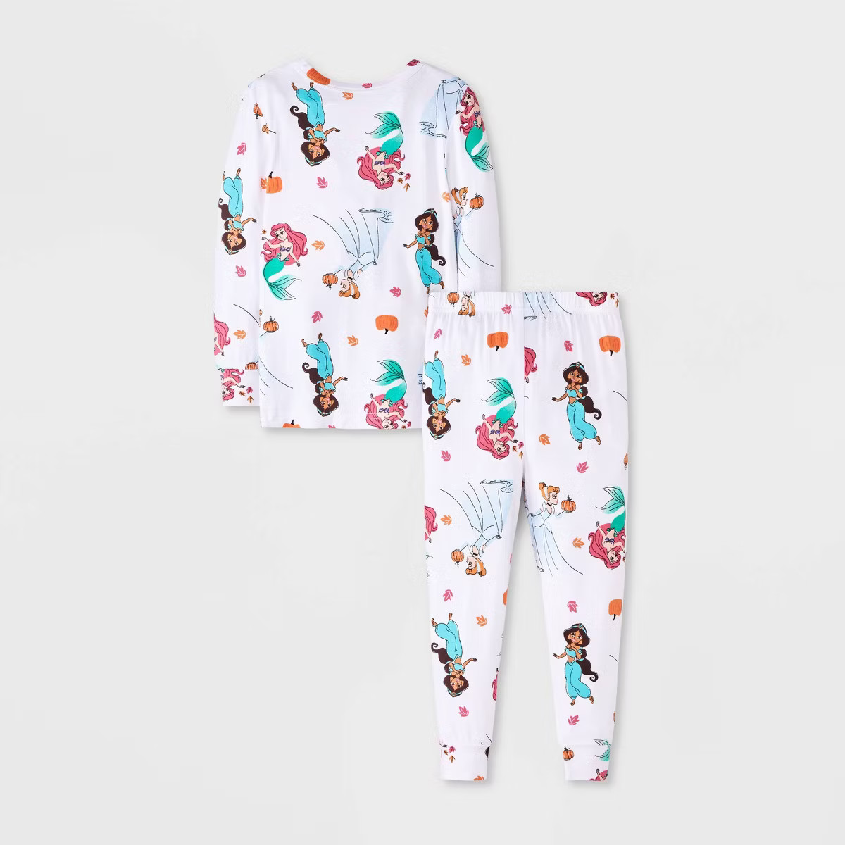 Toddler Girls' 2pc Disney Princess Long Sleeve Halloween Viscose Snug Fit Pajama Set - White | Target