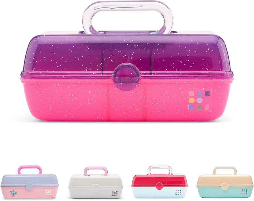 Caboodles Pretty in Petite Makeup Box, Two-Tone Purple Sparkle on Pink Sparkle, Hard Plastic Orga... | Amazon (US)