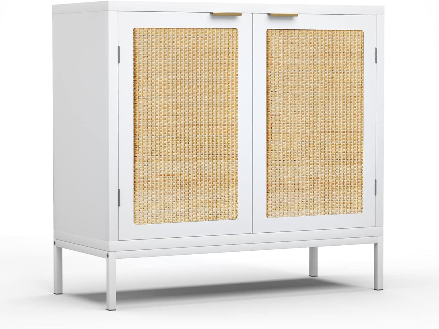 Anmytek Rattan Cabinet, White Sideboard Buffet with Storage Accent Storage Cabinet with 2 Rattan ... | Amazon (US)