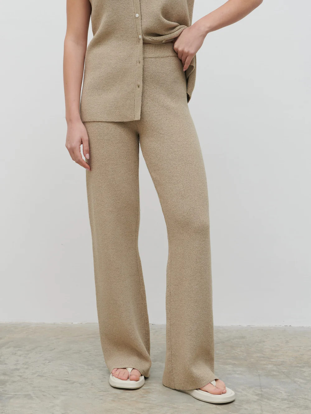 Kourtney Knit Trousers - Taupe | Pretty Lavish (UK)