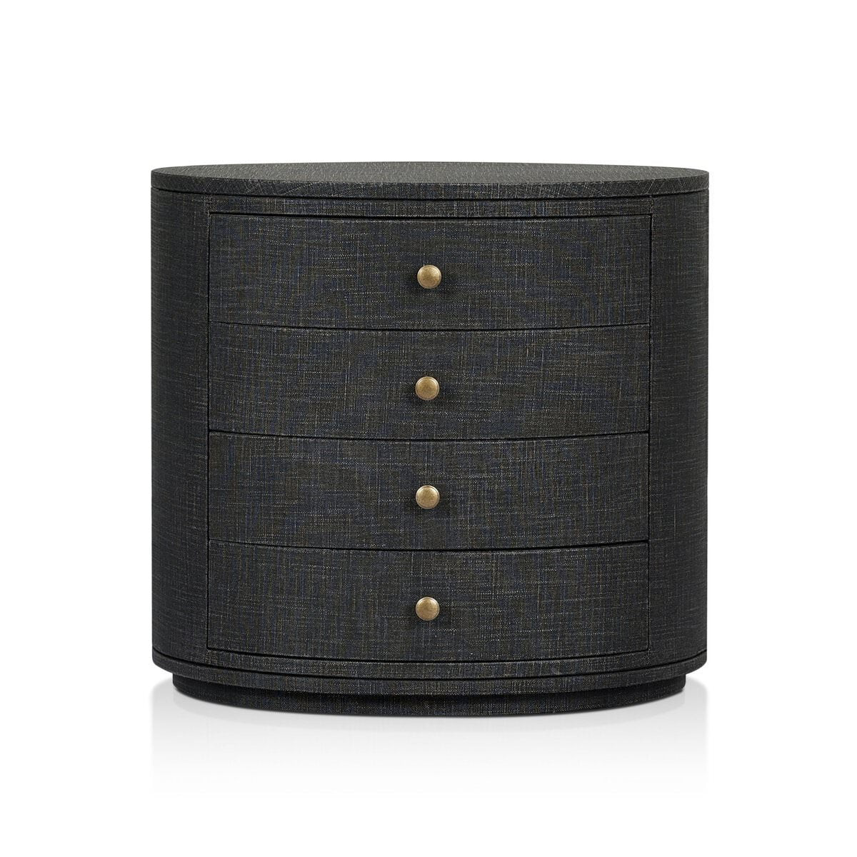 Four Hands Amelia Oval Nightstand in Black Linen | The Addison West