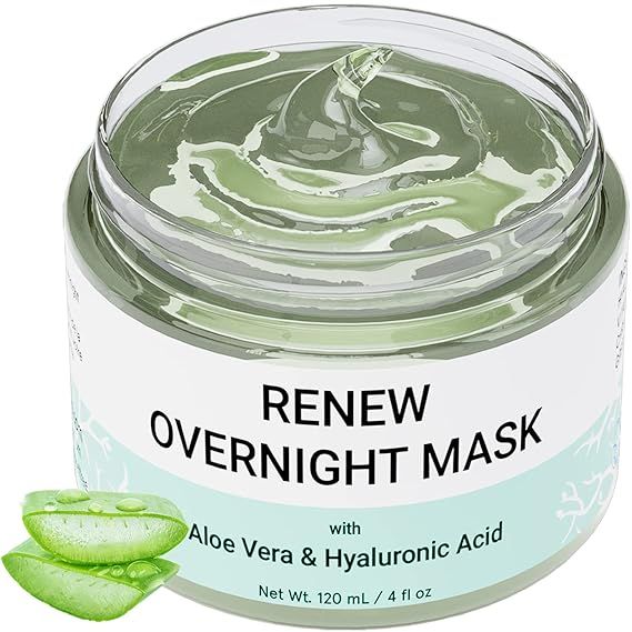 Doppeltree RENEW Overnight Facial Mask with Aloe Vera Gel & Hyaluronic Acid, Anti Aging Hydrating... | Amazon (US)