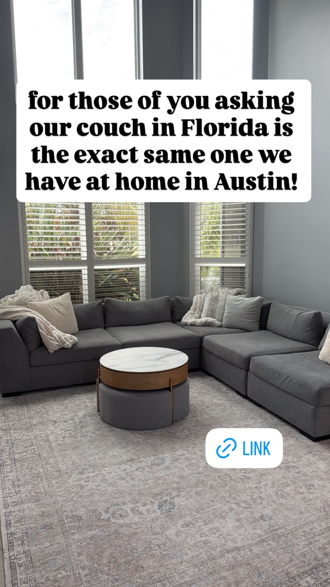 for those of you asking our couch in Florida is the exact same one we have at home in Austin!