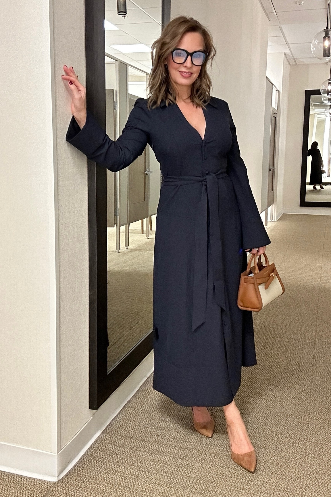 This dress made me feel like a million dollars! Wear this to work or dress it up for a cocktail party. It’s timeless and a beautiful feminine cut. If you’re especially busty, it could be a little tight across the chest. Otherwise, you can just put a snap there if you’re more comfortable. I sized up to a six in this Cinq a Sept designer piece. 

#LTKStyleTip #LTKItBag #LTKWorkwear