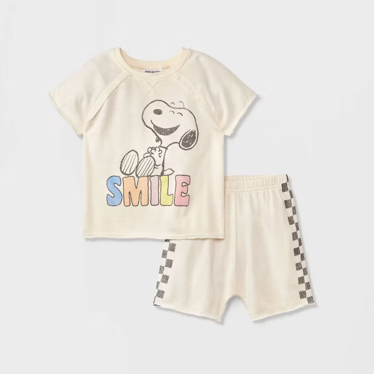 Toddler Boys' Peanuts Snoopy Top and Bottom Set - White | Target