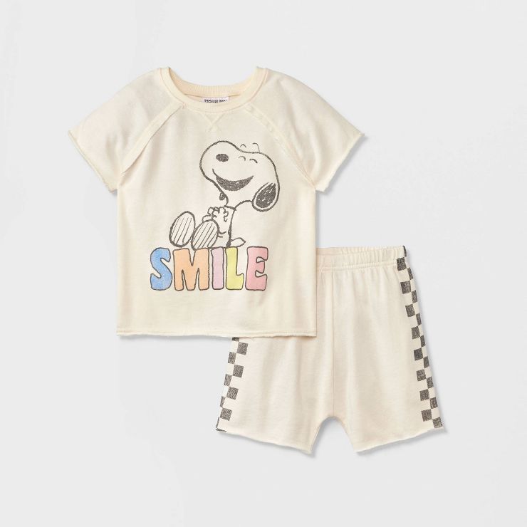 Toddler Boys' Peanuts Snoopy Top and Bottom Set - White | Target