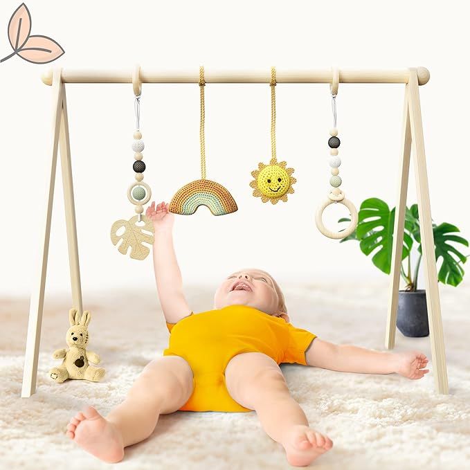 Wooden Baby Play Gym – Premium Baby Play Gym for Tummy Time Mat – Infant Activity Gym for Bab... | Amazon (US)