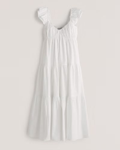 Ruffle Sleeve Poplin Midaxi Dress | Abercrombie & Fitch (US)