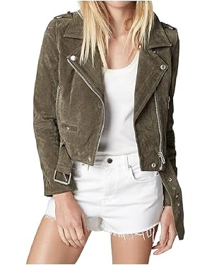[BLANKNYC] womens Luxury Clothing Cropped Suede Leather Motorcycle Jackets, Comfortable & Stylish... | Amazon (US)