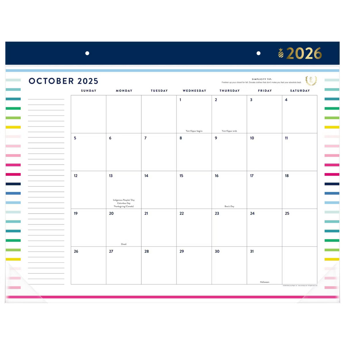 AT-A-GLANCE Emily Ley 2025-2026 22"x17.125" Monthly Desk Pad Happy Stripe | Target