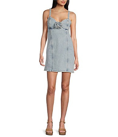 GB Rosette Denim Mini Dress - M | Dillard's