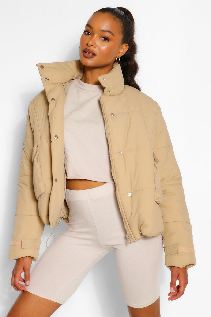 Tall Padded Oversized Cropped Puffer Jacket | Boohoo.com (UK & IE)