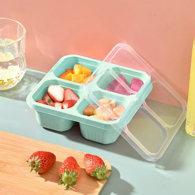 Ozmmyan 4 Compartments Bento Snack Box, Reusable Meal Prep Lunch Containers For Kids Adults, Divi... | Walmart (US)