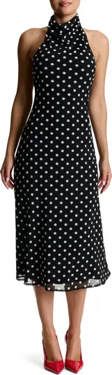 Naked Wardrobe Polka Dot A-Line Halter Dress | Nordstrom | Nordstrom