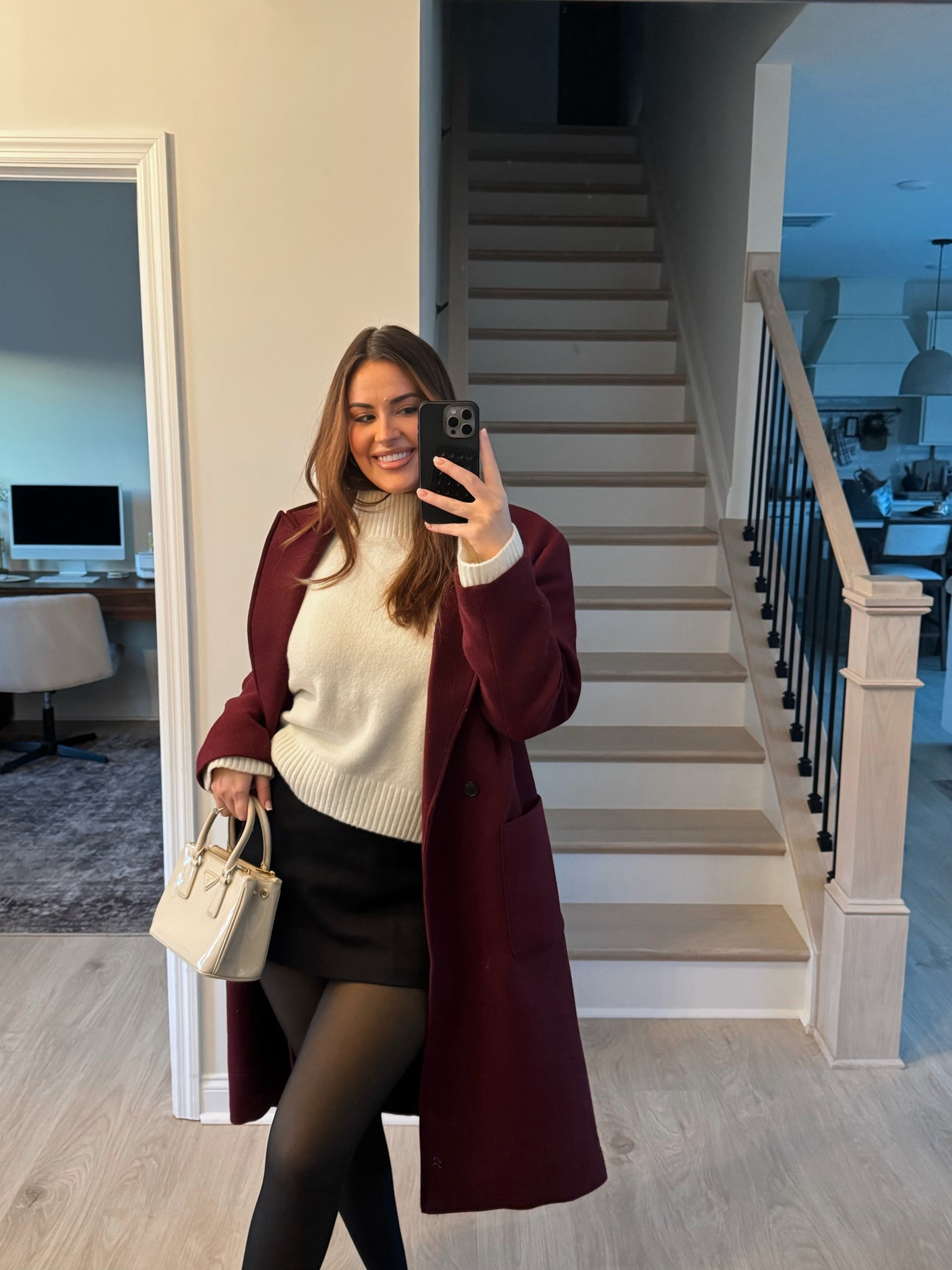 Winter OOTD 🖤 wearing large sweater, XL skirt, and L/XL tights 

#LTKMidsize #LTKHoliday #LTKTall