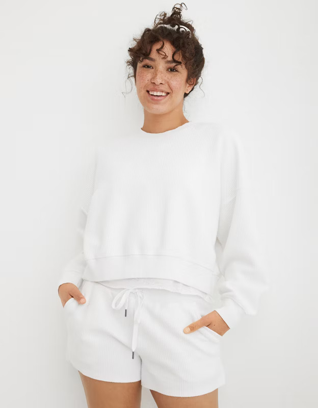 Aerie New Love Corded Cropped Crew Sweatshirt | American Eagle Outfitters (US & CA)