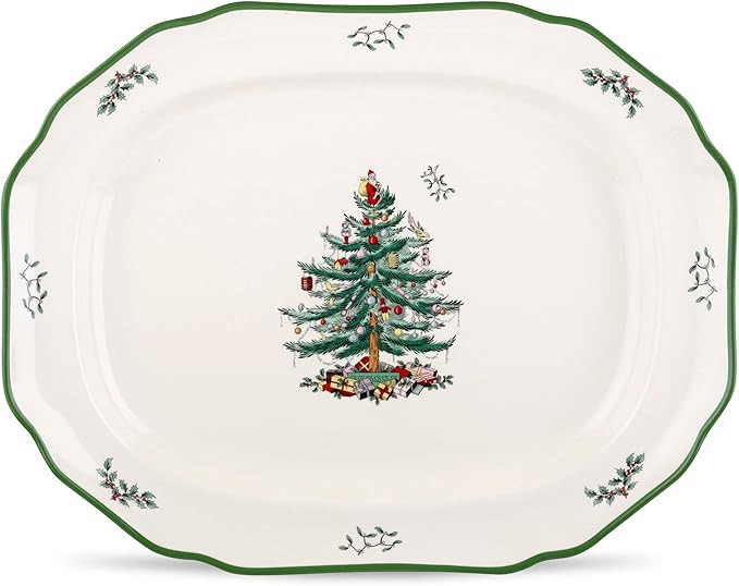 Spode Christmas Tree Serving Platter | Earthenware Holiday Platter | Christmas Serving Dishes for... | Amazon (US)