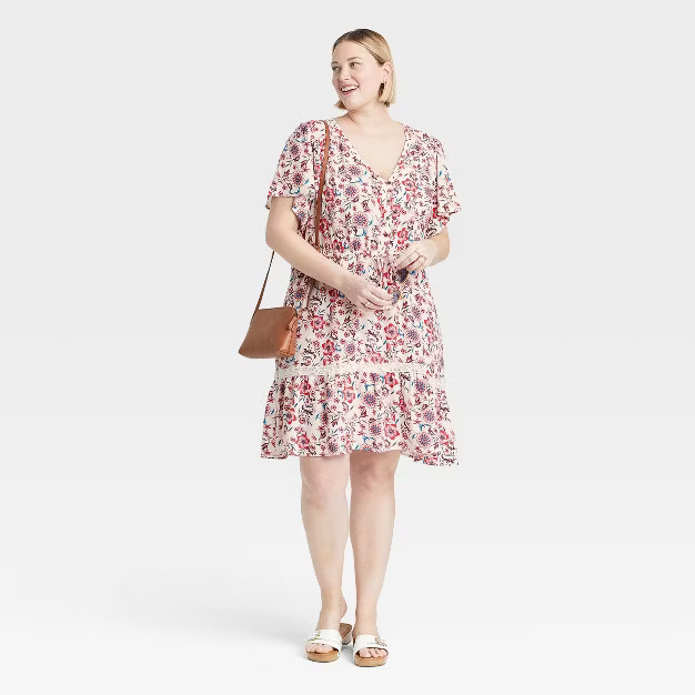 Women's Flutter Short Sleeve Button-Front Dress - Knox Rose™ | Target