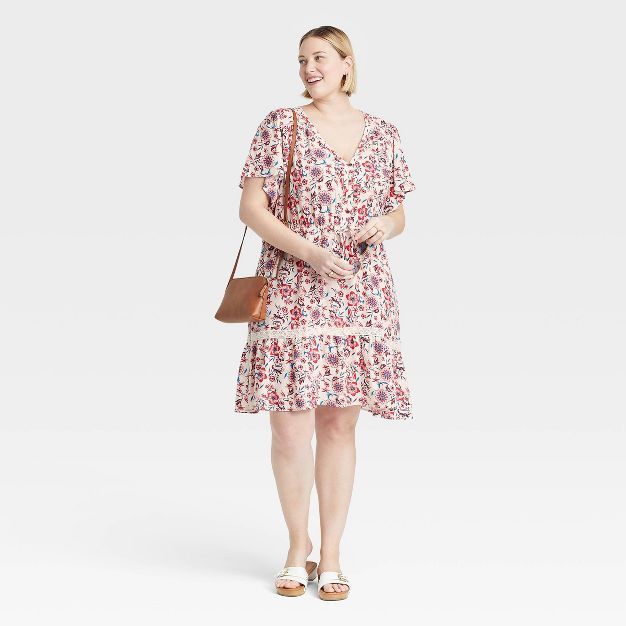 Women's Flutter Short Sleeve Button-Front Dress - Knox Rose™ | Target