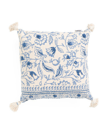 20x020 Indoor Outdoor Eliza Paisley Pillow  With Tassels | TJ Maxx