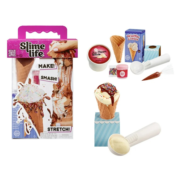 Slime Life Ice Cream Cone DIY Slime Kit, Make, Smash, and Stretch Your Food Slime, Ages 8+ | Walmart (US)