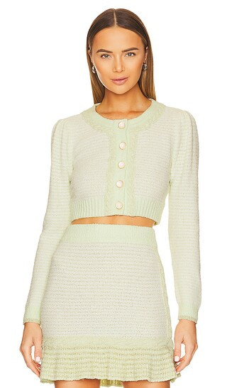 Twain Crop Cardigan in Pistachio | Revolve Clothing (Global)