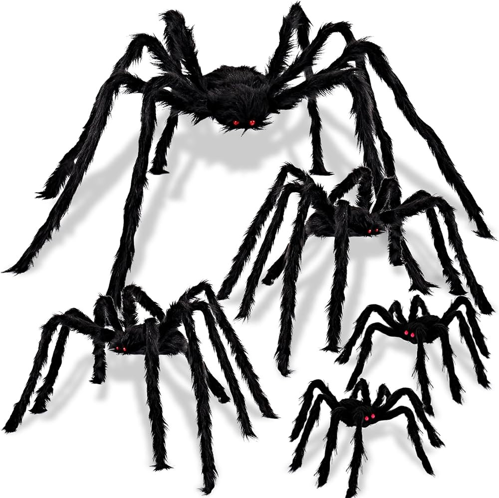 JOYIN 5 Packs Halloween Decorations Outdoor Giant Spiders, Large Black Hairy Spider Set with Diff... | Amazon (US)