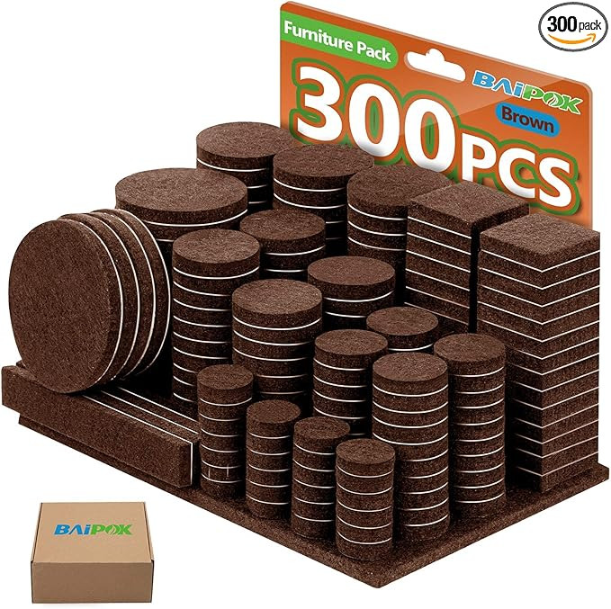 Furniture Pads Felt Pads 300 Pieces Huge Pack Furniture Felt Pads 5mm Thick, Self Adhesive Anti S... | Amazon (US)