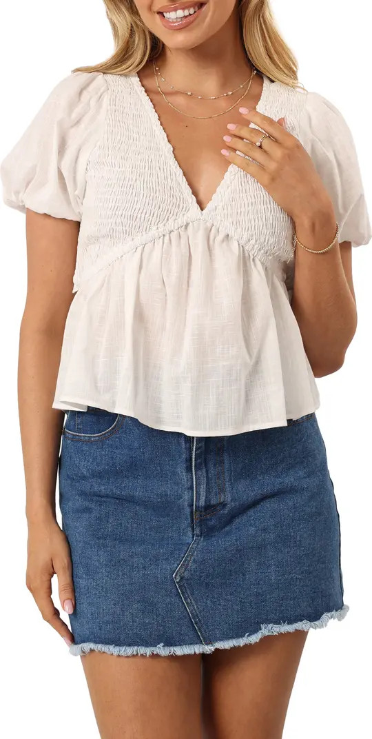 Petal & Pup Tamara Cotton Smocked Open Back Peplum Top | Nordstromrack | Nordstrom Rack