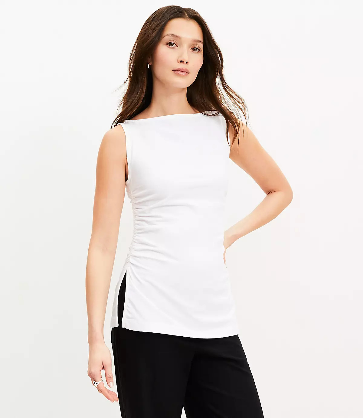 Ruched Side Slit Top | LOFT