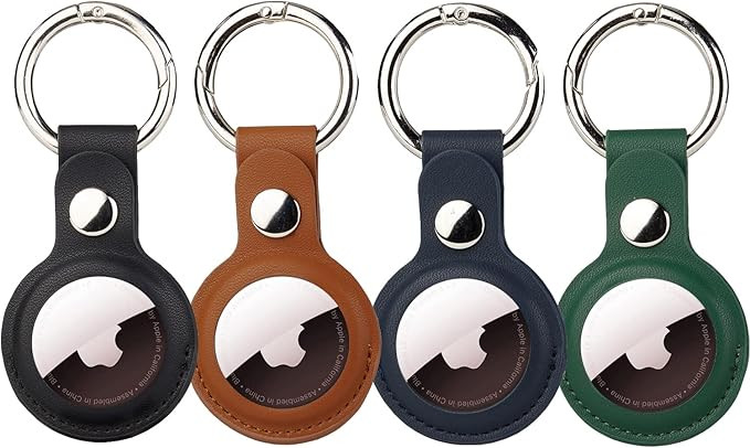 ONEJIE Airtags Leather Keychain 4 Packs Airtag Case, Multifaceted Protection Airtag Holder, Durab... | Amazon (US)