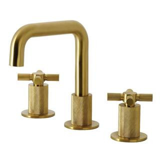 Convergent Deck Mount 2-Handle 8 in. Widespread Bathroom Sink Faucet in Brushed Brass | The Home Depot