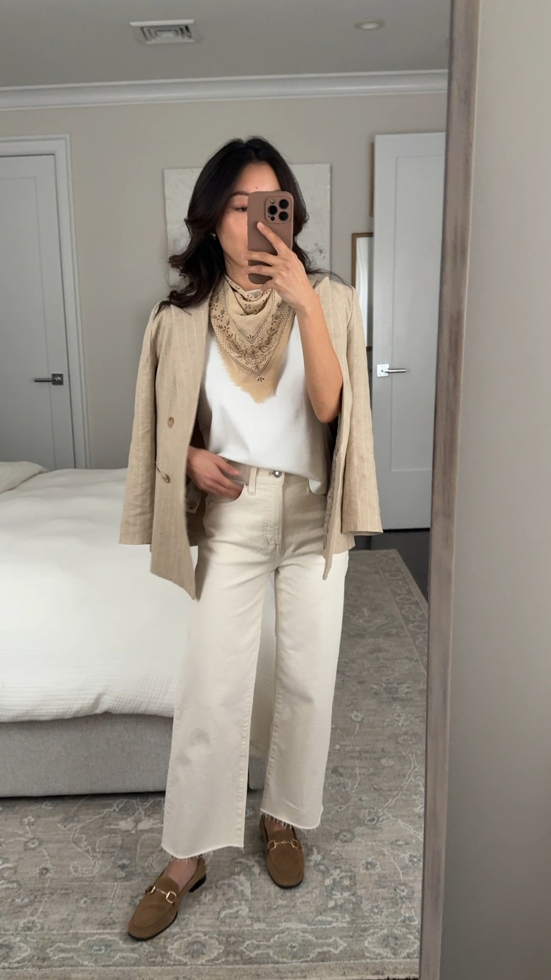 Sizing info below! Blazer on sale til 5/3

• Madewell jeans 24 short, perfect fit and color 
• mango loafers 5 very comfy, Sam Edelman makes very similar and comfy too  
• Anthropologie blazer xxs petite , relaxed fit 
• aritzia tee Xs, nice thicker weight 
• Etsy scarf
Spring 2026 outfit , petite jeans 


#LTKWorkwear #LTKootd #LTKPetite