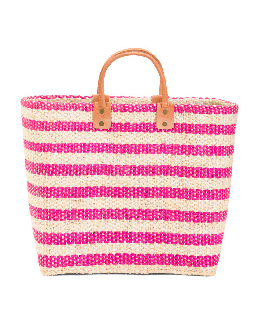 Striped Large Carry-all Hand Woven Sisa Tote | TJ Maxx