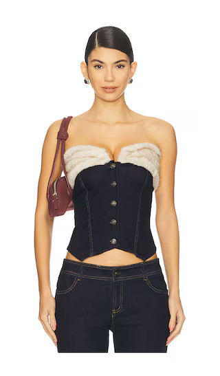 Desi Corset Top in Dark Wash | Revolve Clothing (Global)
