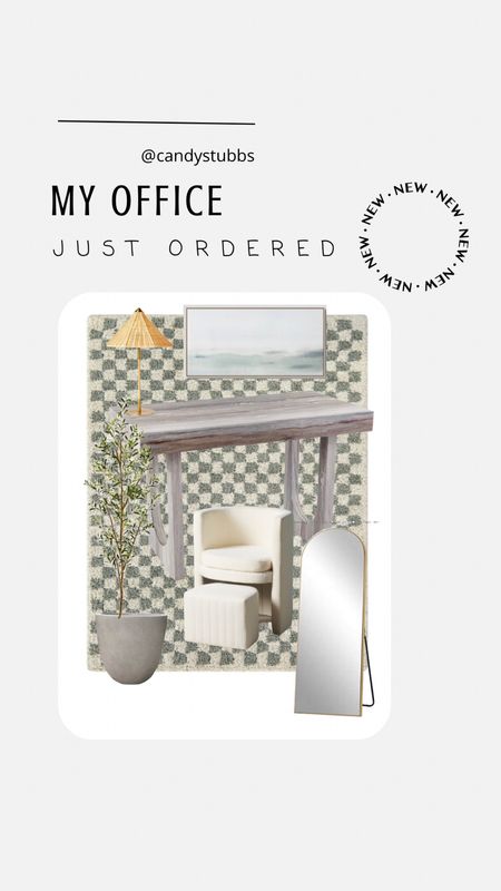 Office. Desk. Rug. Sherpa chair. Affordable home design. Home decor. Checkered rug  

#LTKunder100 #LTKSale

#LTKhome