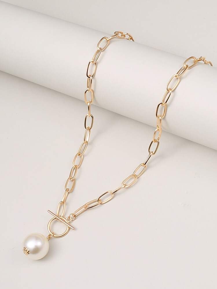 Faux Pearl Charm Necklace | SHEIN