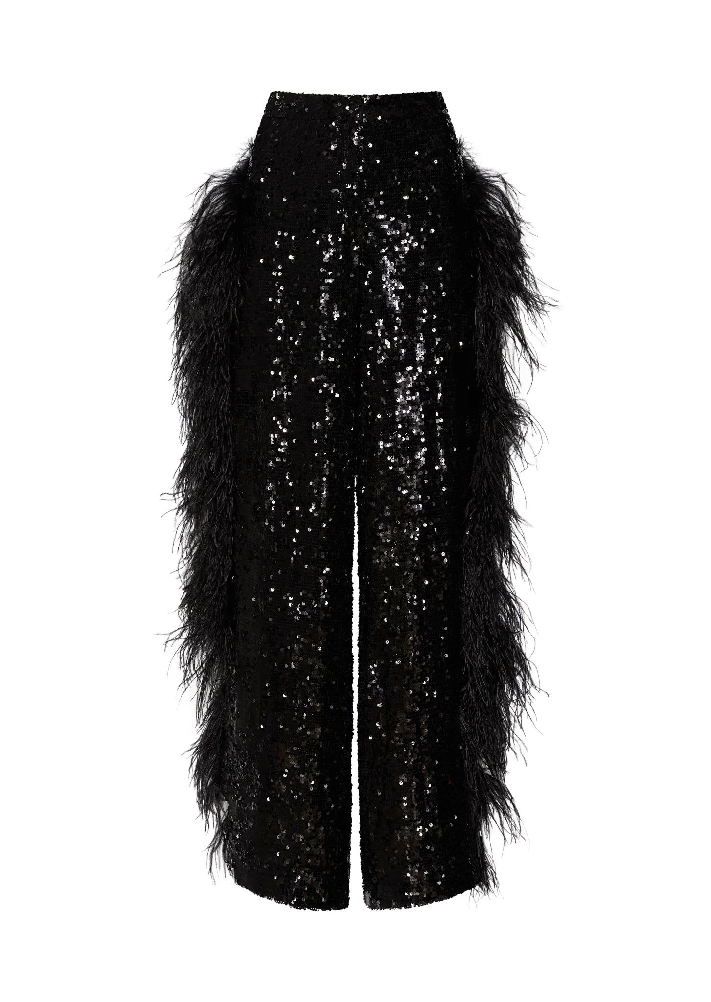 Sequin Relaxed Trouser with Feathers | LAPOINTE