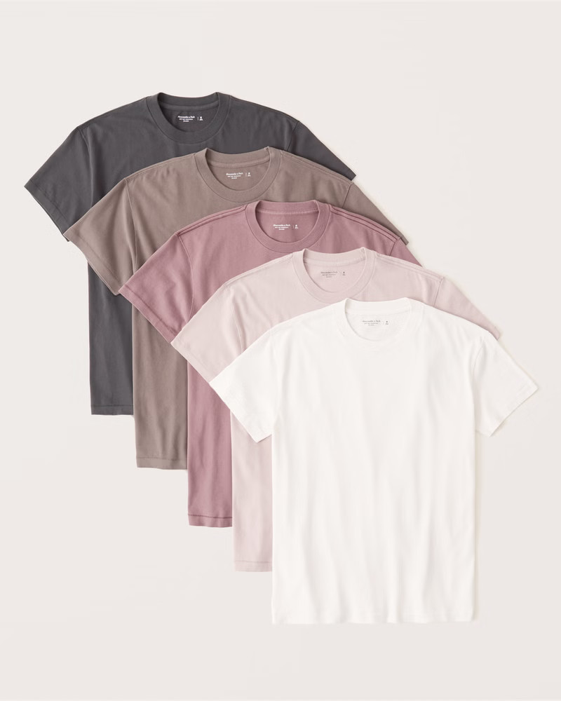 5-Pack Essential Relaxed Crew Tee | Abercrombie & Fitch (US)