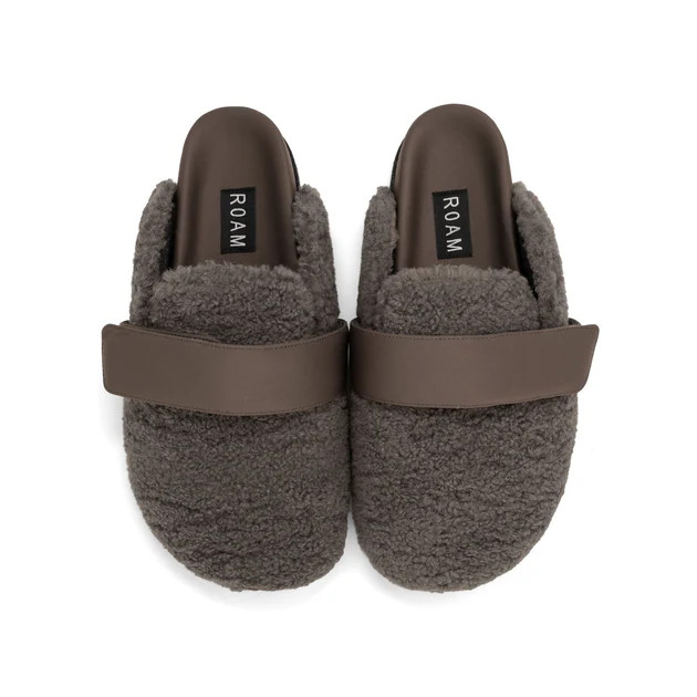 ROAM FUZZY LOAFER MULE TAUPE FAUX SHEARLING | ROAM