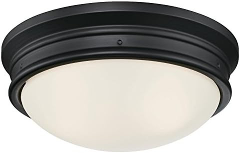 Westinghouse Lighting 6324100 Meadowbrook Two-Light Indoor Flush-Mount Ceiling Fixture, Matte Bla... | Amazon (US)